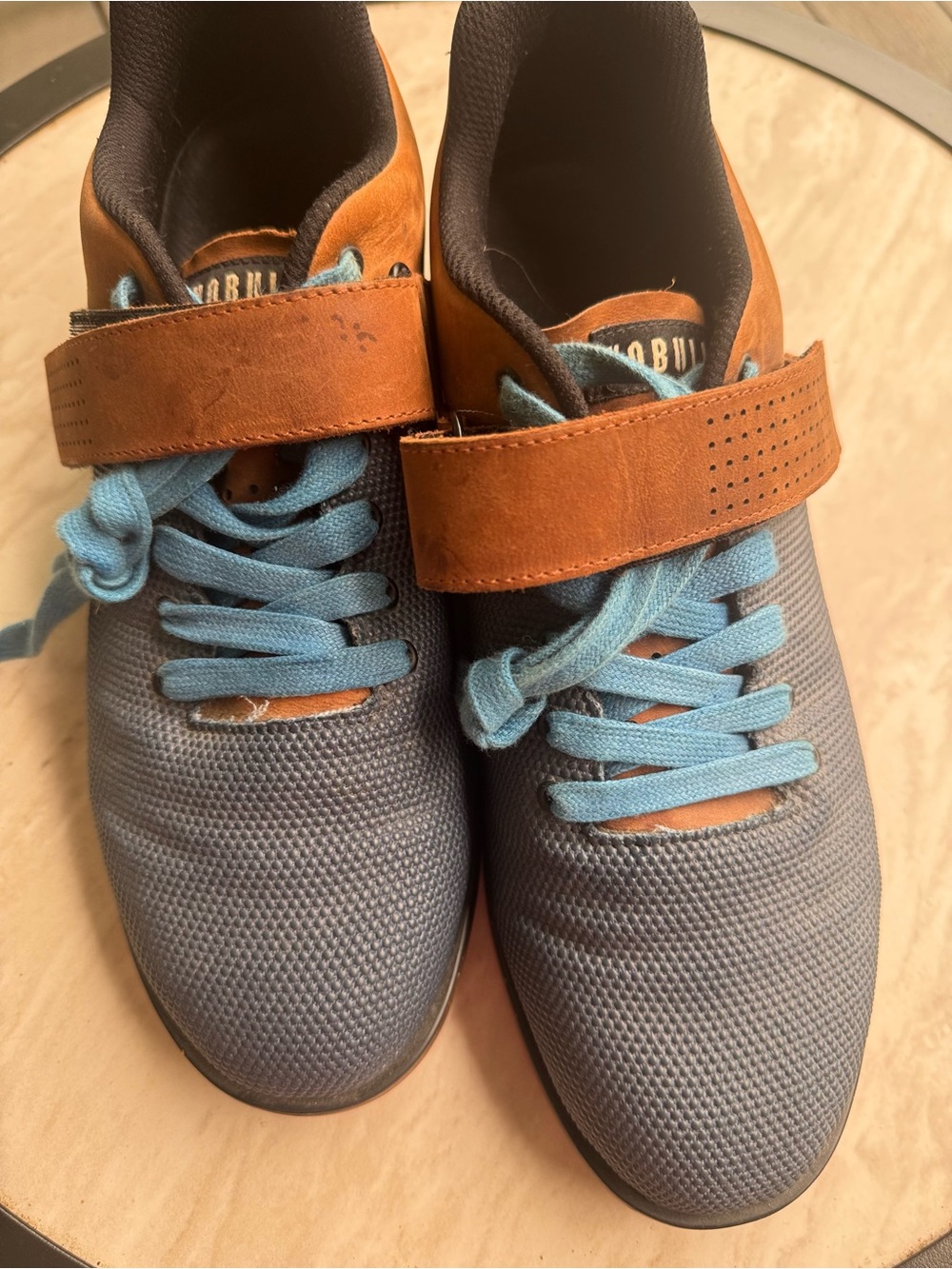 No Bull Weight Lifting Shoes Navy and Brown Training Shoes with Strap - Picture 3 of 12